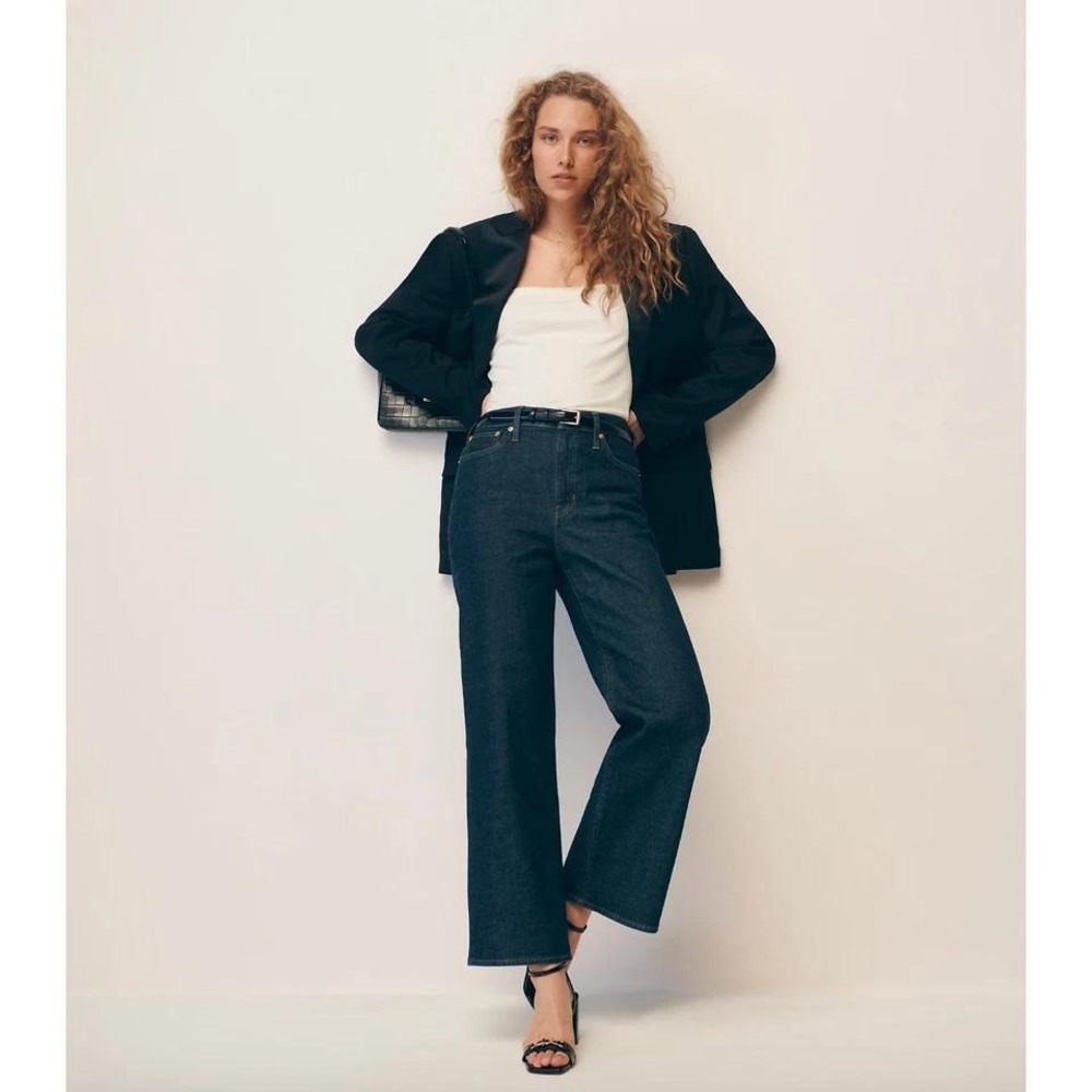 J.Crew 96 Slim Wide Leg Jeans Women's Size 32 Dark Wash High Rise Classic Chic